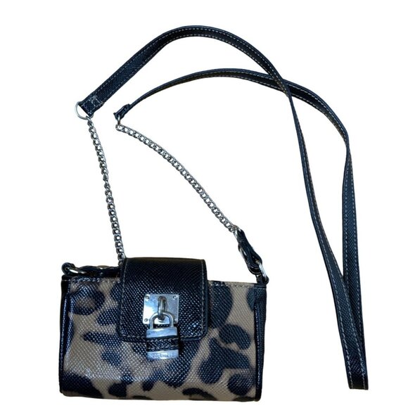 Nine West Leopard Print Mini Crossbody Purse With Chain Strap & Button Closure - Picture 1 of 5